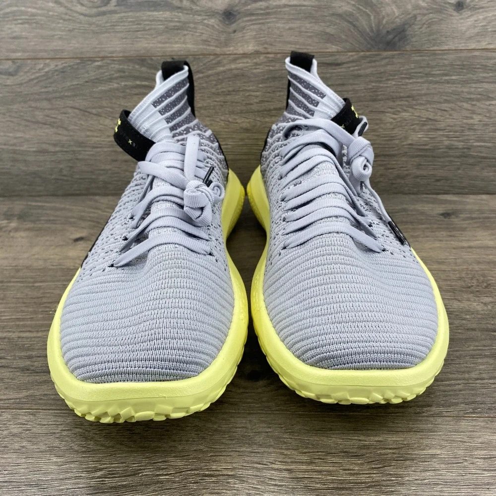 Under Armour Flow Futr X Mens Size 12.5 Grey Lime Yellow IntelliKnit Sneakers